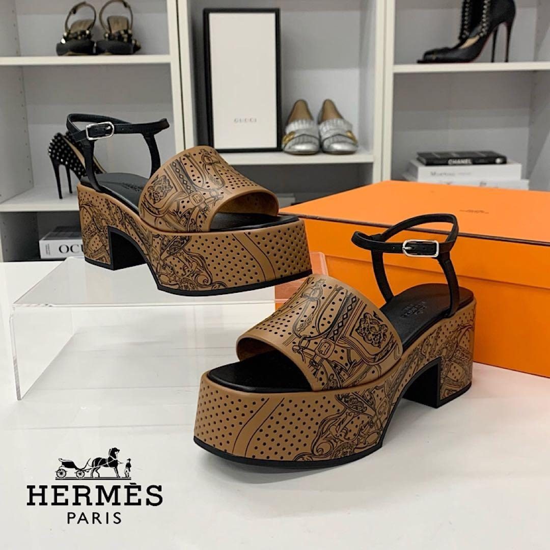 Hermes Cervera Bride de Gala Eyeliner Perforet Leather Sandals