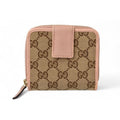 Gucci Wallet Fold GG Canvas Beige Pink