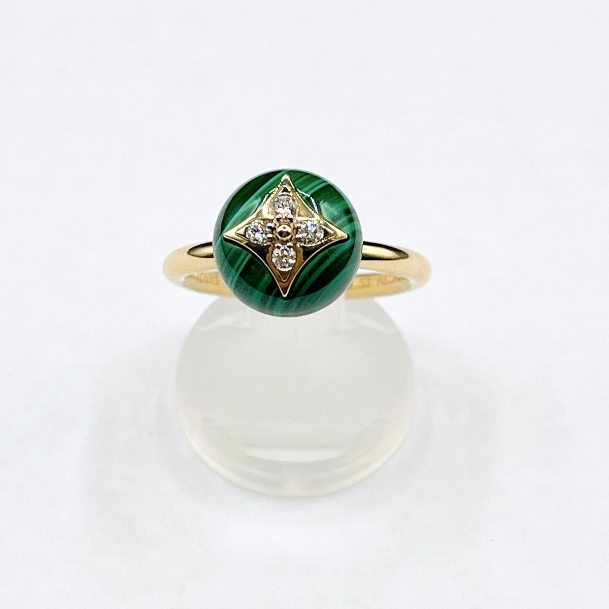 Louis Vuitton Color Blossom Malachite Yellow Gold Ring 53 Y — view 2
