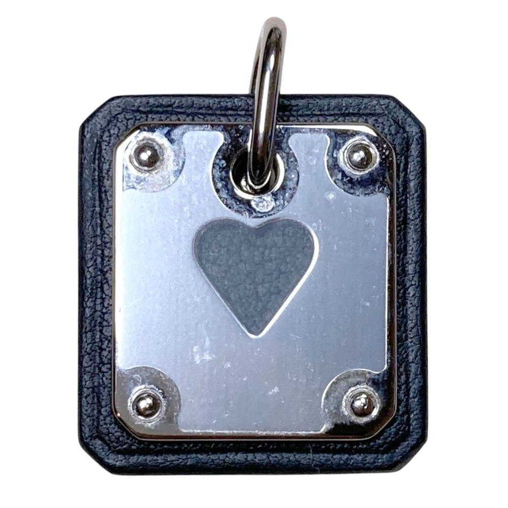 Hermes As de Coule PM Heart Motif Gpxleather Pendant Top Black Silver Brand