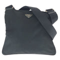Prada Tessuto Black Silver Nylon Leather Shoulder Bag