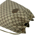 Gucci Vintage GG Logo Leather Drawstring Shoulder Bag Brown — view 4