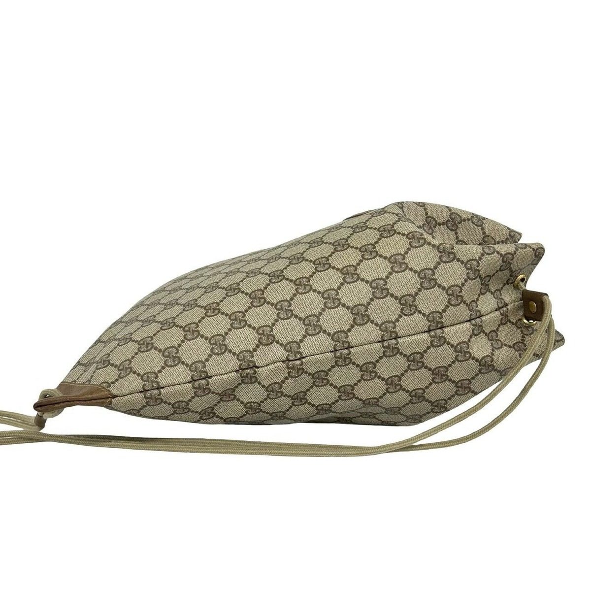 Gucci Vintage GG Logo Leather Drawstring Shoulder Bag Brown — view 6
