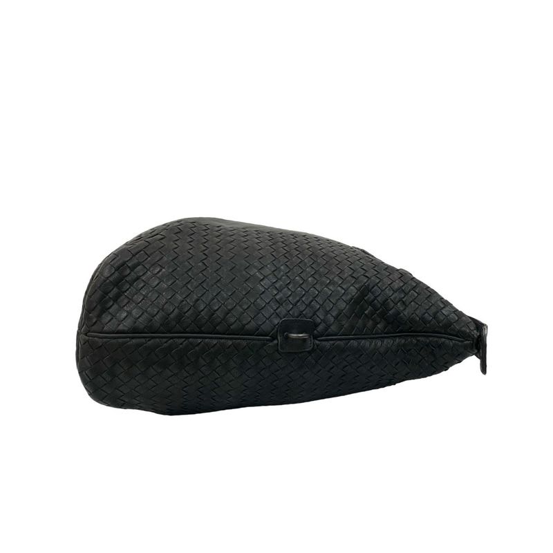 Bottega Veneta Intrecciato Leather Handbag Boston Bag Black — view 7