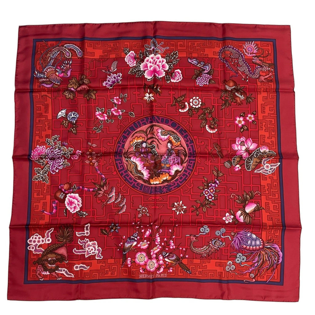 Hermes Carre 90 100% Silk Scarf Turandot Red Box — view 2