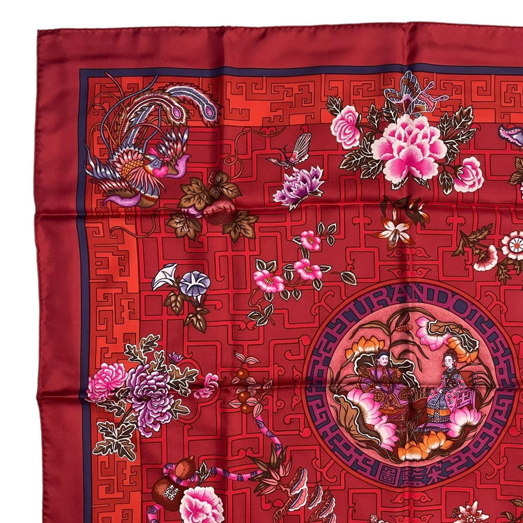 Hermes Carre 90 100% Silk Scarf Turandot Red Box — view 3