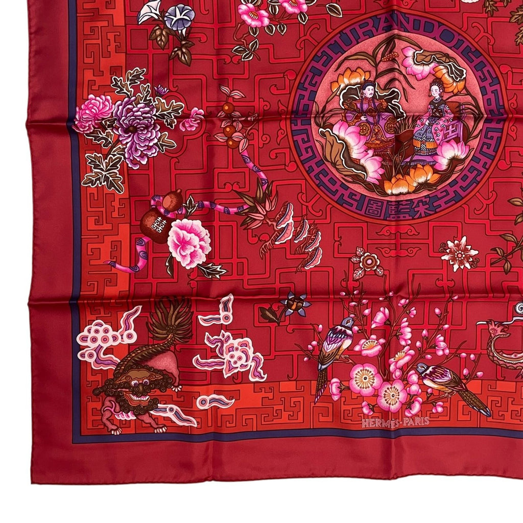 Hermes Carre 90 100% Silk Scarf Turandot Red Box — view 5