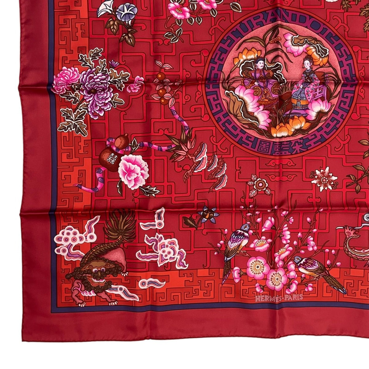 Hermes Carre 90 100% Silk Scarf Turandot Red Box — view 5