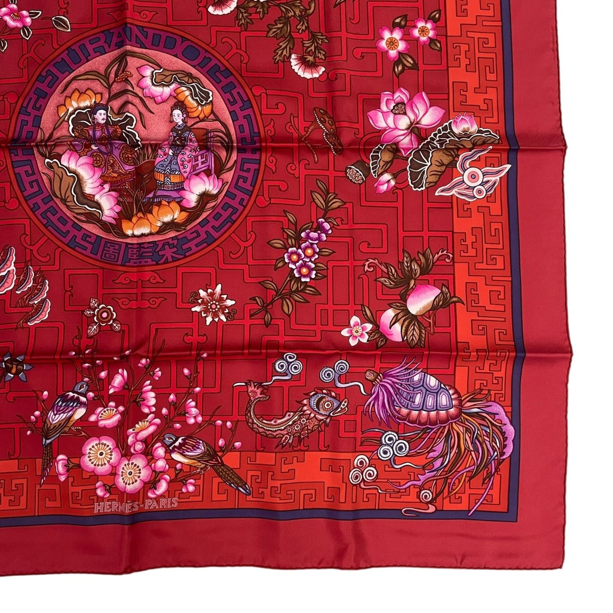 Hermes Carre 90 100% Silk Scarf Turandot Red Box — view 6