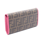 Fendi Bifold Wallet Zucca Black Magenta Leather Canvas Brown. Black. Pink — view 2