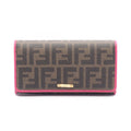 Fendi Bifold Wallet Zucca Black Magenta Leather Canvas Brown. Black. Pink