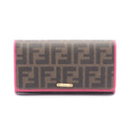 Fendi Bifold Wallet Zucca Black Magenta Leather Canvas Brown. Black. Pink