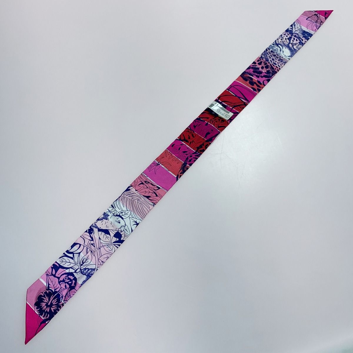 Hermes Leopard 100% Silk Twilly Red Rose Scarf — view 6
