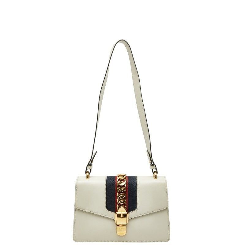 Gucci Sherry Line Sylvie Shoulder Bag White Multicolor Leather