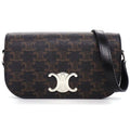 Celine Small Triomphe Cross Black Canvas Calfskin Crossbody