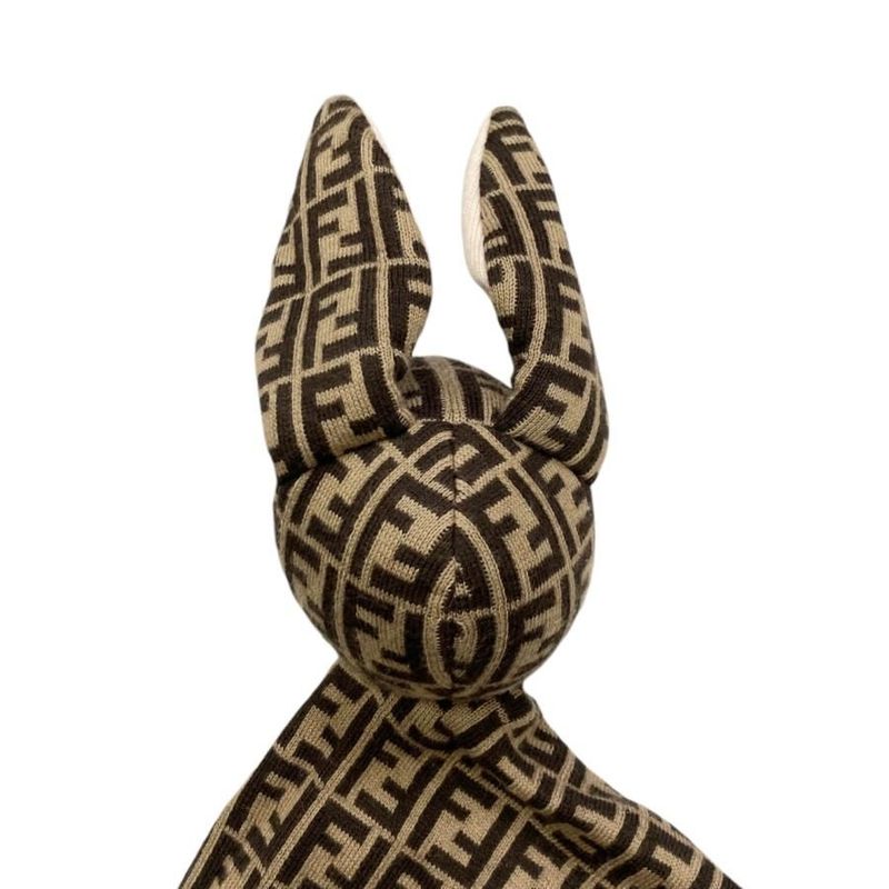 Fendi Kids Toy Doudou Bunny Rabbit FF Logo Brown — view 5