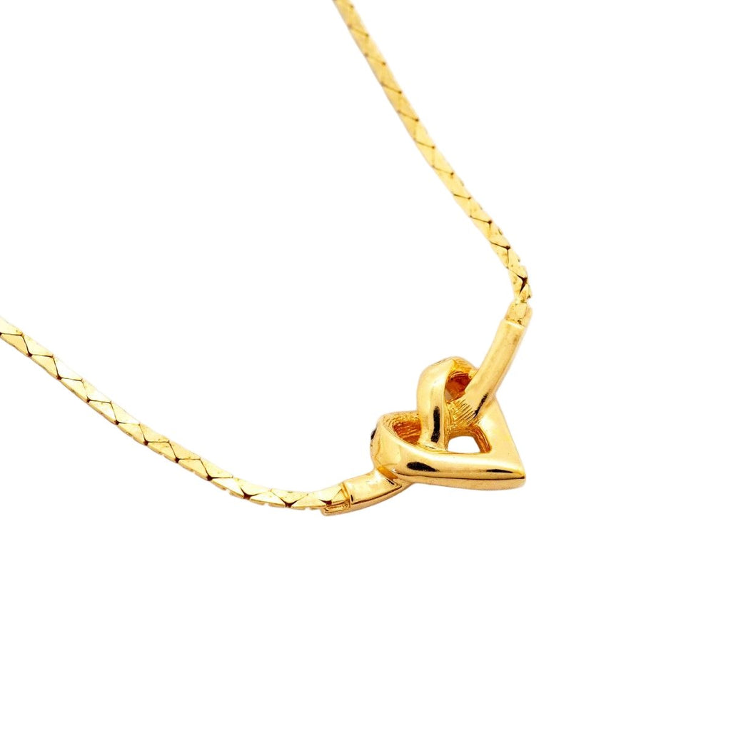 Dior Necklace Heart Motif Gold Plated Rhinestone — view 2