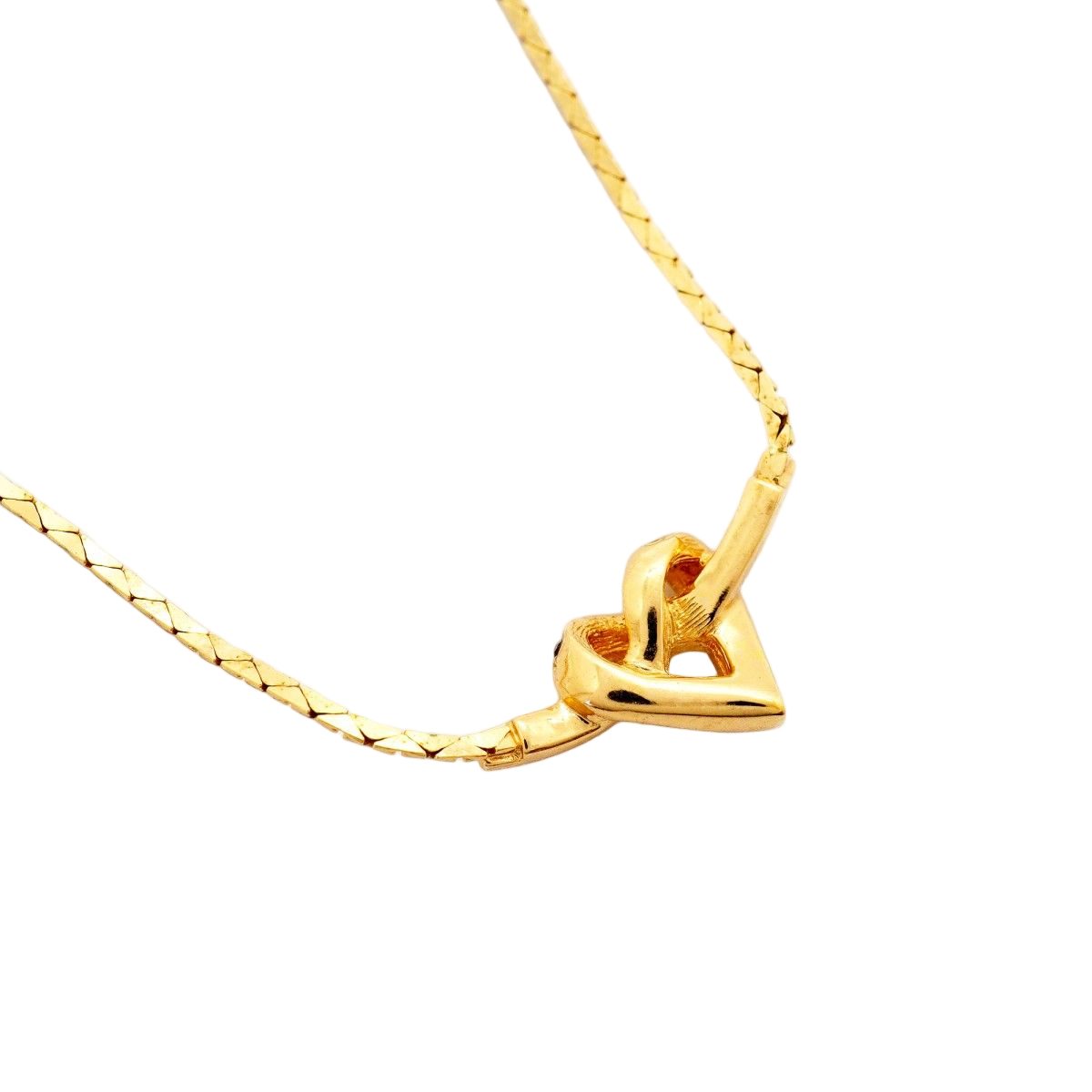 Dior Necklace Heart Motif Gold Plated Rhinestone — view 2