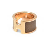 Hermes Ring Olympe GM Leather Metal Size S 11 Etoupe — view 4
