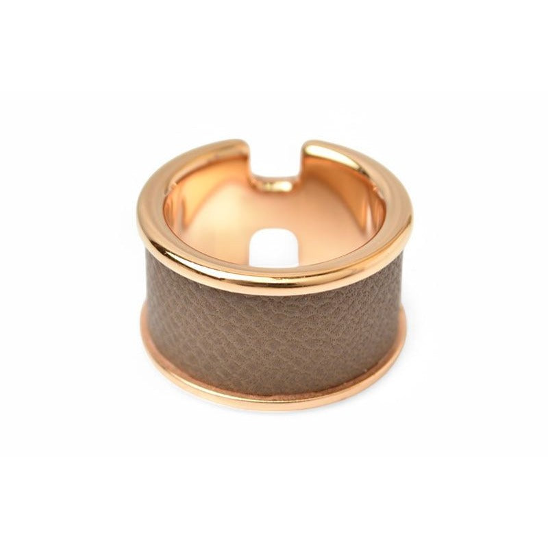 Hermes Ring Olympe GM Leather Metal Size S 11 Etoupe — view 6
