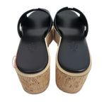Hermes Eze Sandals Size 39 Leather Black Cork Thick Sole — view 4