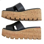 Hermes Eze Sandals Size 39 Leather Black Cork Thick Sole — view 5