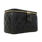 Chanel Vanity Bag Quilted Caviar Leather Black Champagne Gold — view 2