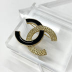 Chanel Brooch Heremark Gold Black