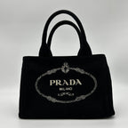 Prada 2-Way Canvas Tote Black Canapa PM Nero Tarco — view 2