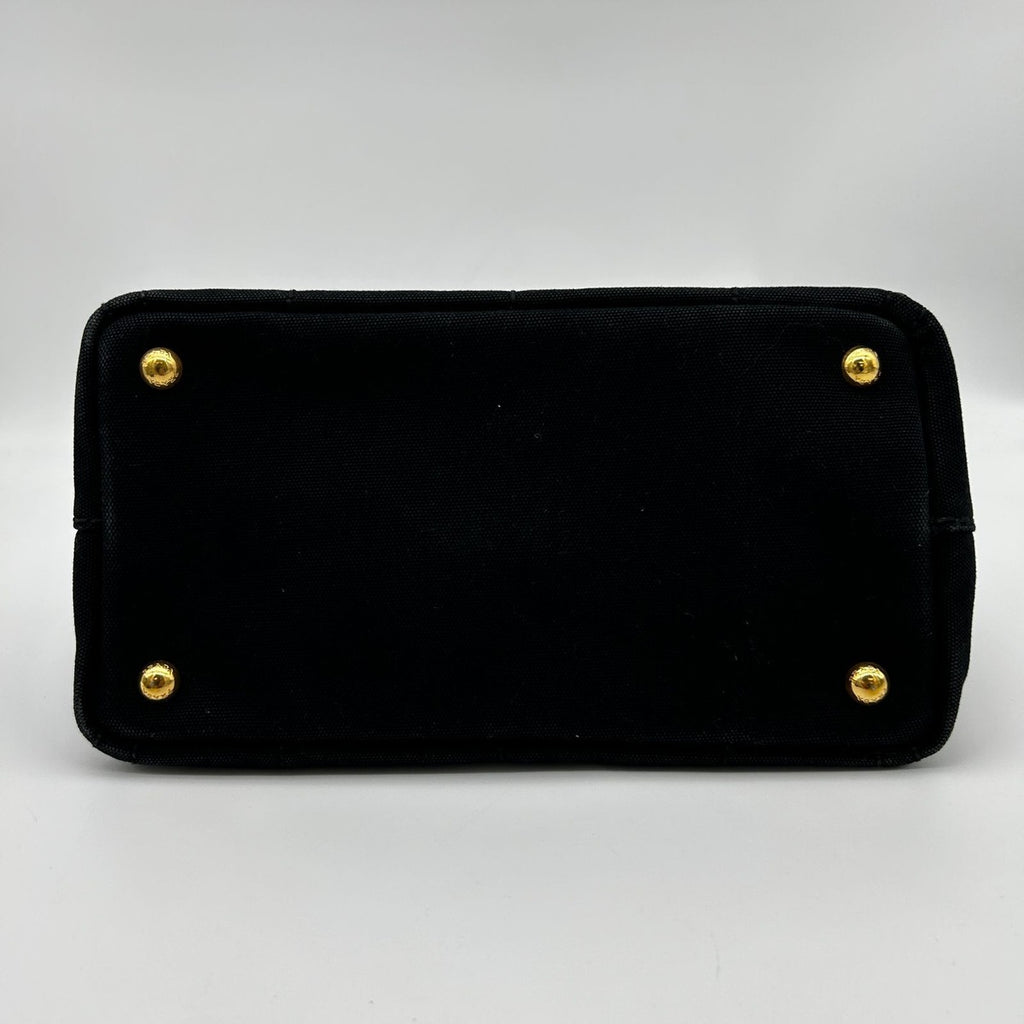 Prada 2-Way Canvas Tote Black Canapa PM Nero Tarco — view 6
