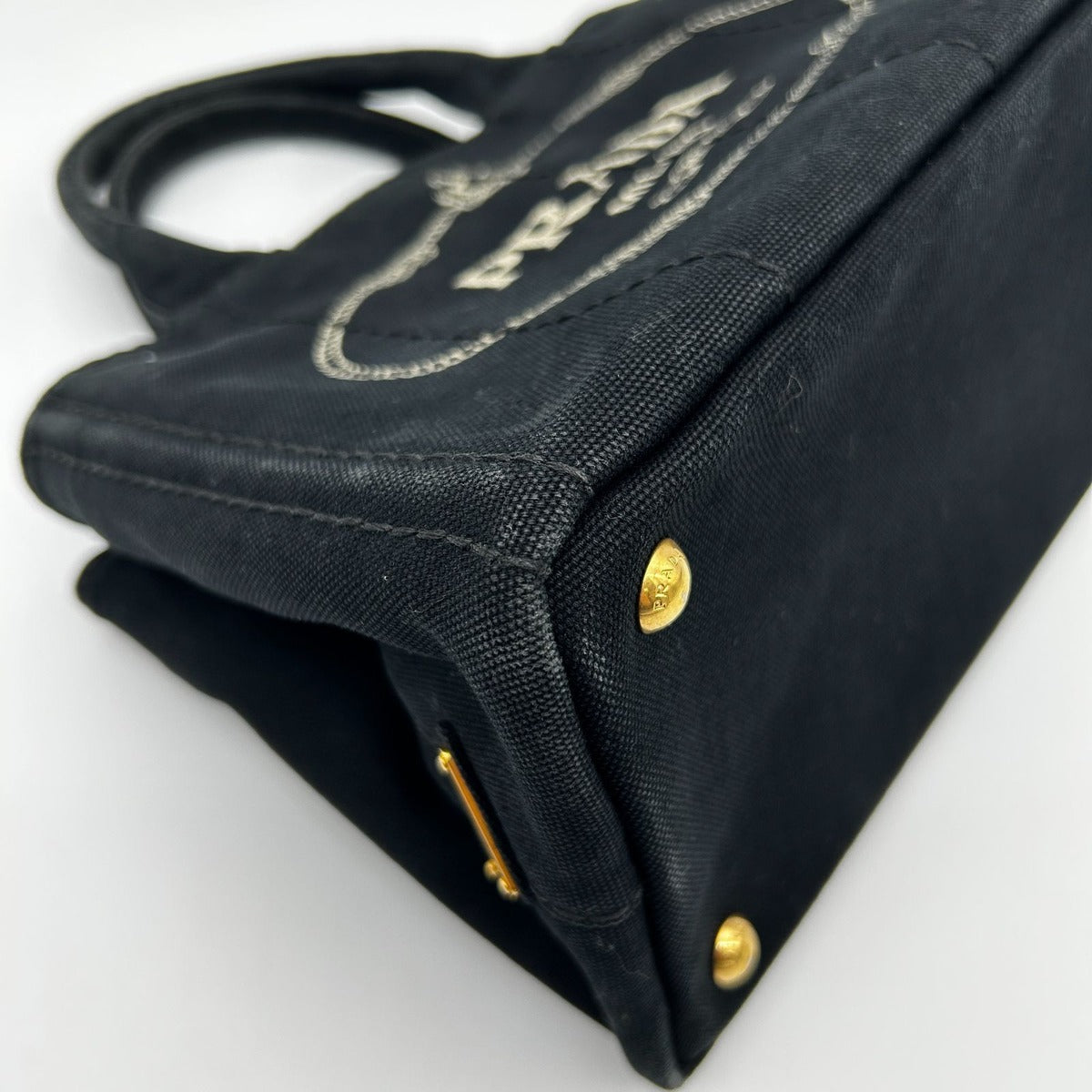 Prada 2-Way Canvas Tote Black Canapa PM Nero Tarco — view 8
