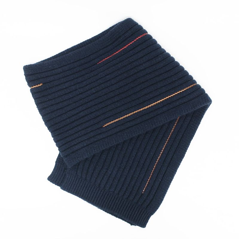 Hermes Muffler-h Torsade Cuir Navy-style Cashmere Silk Clothing Scarf — view 2