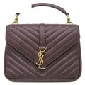 Saint Laurent 2-Way Bag Carre Leather Bordeaux Gold YSL Cassandra Handbag