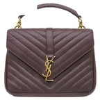 Saint Laurent 2-Way Bag Carre Leather Bordeaux Gold YSL Cassandra Handbag