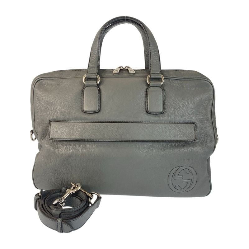 Gucci Soho Grey Silver Hardware Leather Business Bag Shoulder