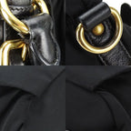 Prada Handbag 2-Way Nylon Leather Black Everyday Casual Gold Hardware — view 4