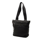 Prada Triangle Logo Plate Tote Handbag Black Nylon — view 2