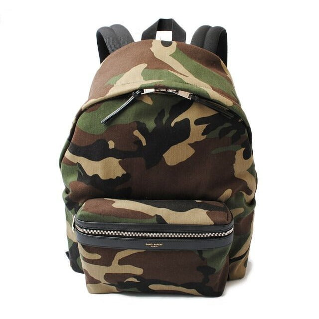 Saint Laurent Backpack YSL City Camouflage Army Green