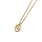 Dior CD Logo Oval Frame Gold Plated Necklace