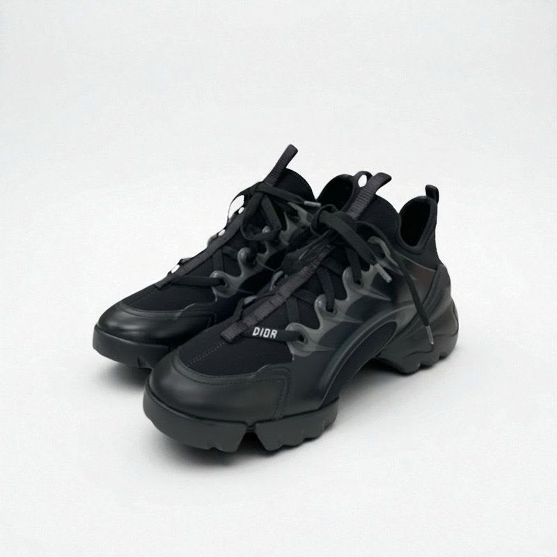 Christian Dior D-connect Sneakers Shoes Rubber Fabric Leather Black Logo