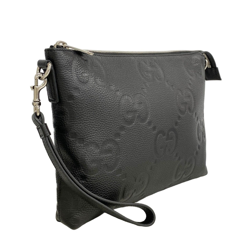 Gucci Shoulder Bag Jumbo GG Leather Black Silver — view 2