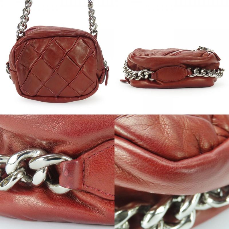 Chanel Shoulder Bag Quilted Lambskin Bordeaux Silver Hardware Chain — view 4