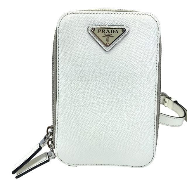 Prada 2 Vz039 Shoulder Bag Body Mini Triangle Logo Leather White — view 2