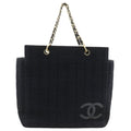 Chanel Chain Chocolate Bar CC Logo Jersey Black Tote