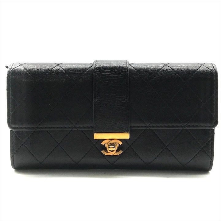 Chanel Quilted CC Logo Turnlock Wallet Black