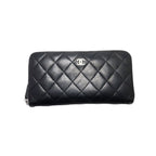 Chanel Quilted GD Leather Zip Around Wallet