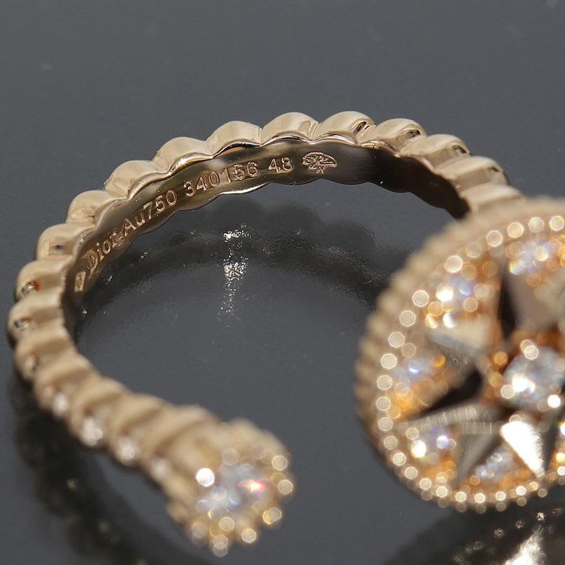 Dior Rose De Van Pave Diamond Ring 750 18K Pink Gold Box And Paper E1112 — view 4