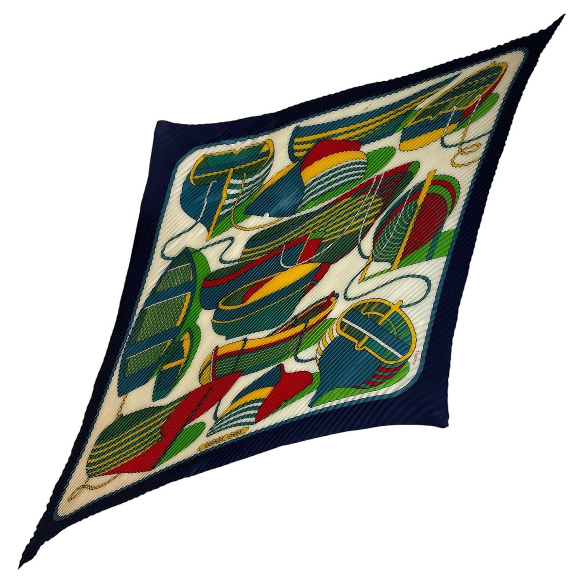Hermes Scarf Pleated Silk Thalassa Navy — view 2