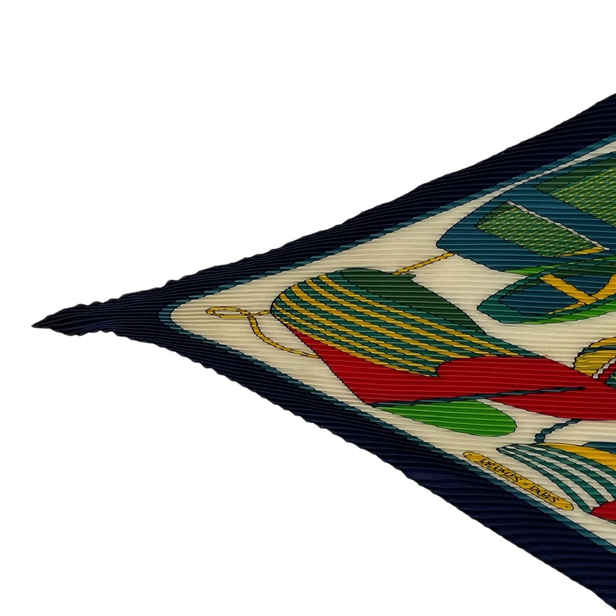 Hermes Scarf Pleated Silk Thalassa Navy — view 3