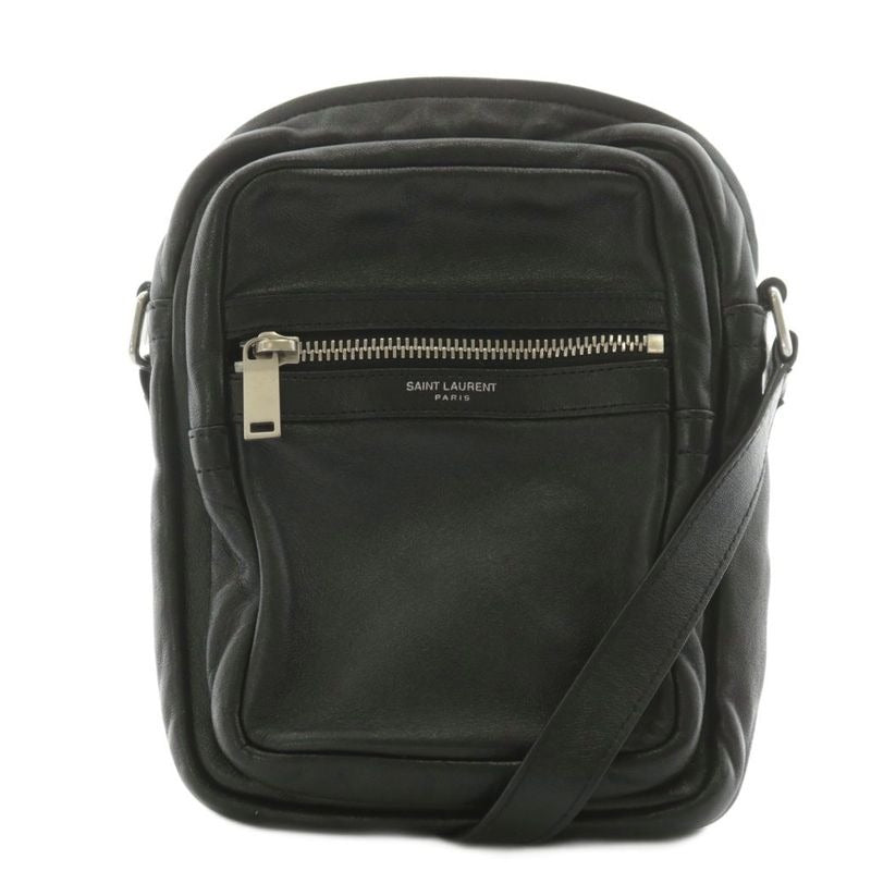 Saint Laurent Paris Shoulder Bag Logo Leather Black An6 aa